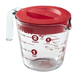 Pyrex 2 Glass/Plastic Clear/Red Measuring Cup