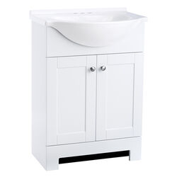 Continental Cabinets Single Satin White Vanity Combo 24 in. W X 12-1/2 in. D X 33-1/2 in. H