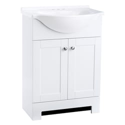 Continental Cabinets Single Satin White Vanity Combo 24 in. W X 12-1/2 in. D X 33-1/2 in. H