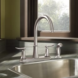 Moen Solidad Solidad Two Handle Stainless Steel Kitchen Faucet Side Sprayer Included