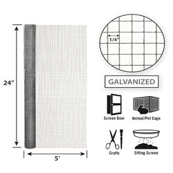 Garden Craft 24 in. W X 5 ft. L Silver Steel Hardware Cloth