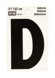 Hy-Ko 3 in. Reflective Black Vinyl Self-Adhesive Letter D 1 pc