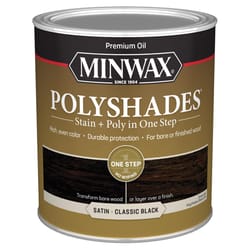 Minwax PolyShades Semi-Transparent Satin Classic Black Oil-Based Polyurethane Stain 1 qt
