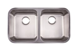 Kindred Stainless Steel Undermount 32-1/2 in. W X 18-1/2 in. L Two Bowls Kitchen Sink