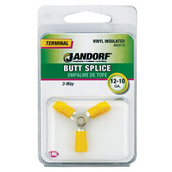 Jandorf 12-10 Ga. Insulated Wire Terminal Butt Splice Yellow 2 pk