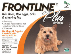 Frontline Plus Liquid Dog Flea and Tick Drops 9.8% Fibronil, 8.8% (S)-methoprene 0.02 oz