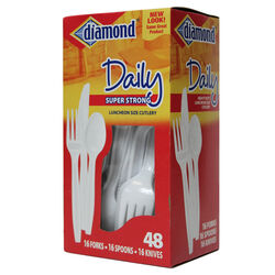 Diamond White Plastic Heavy Duty Cutlery 48 pk