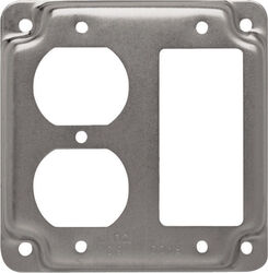 Raco Square Steel 2 gang Box Cover For 1 Duplex Receptacle and 1 GFCI Receptacle