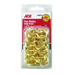 Ace Small Bright Brass Brass 1.875 in. L Cup Hook 30 lb 40 pk