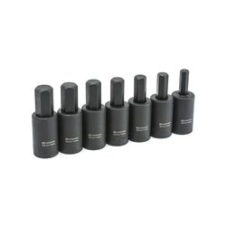 Crescent Assorted Sizes S X 1/2 in. drive S Metric 6 Point Hex Bit Socket Set 7 pc