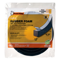 Frost King Black Rubber Foam Weather Stripping Tape For Auto and Marine 10 ft. L X 9/16 in. T