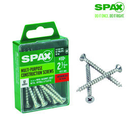 SPAX No. 10 S X 2-1/2 in. L Phillips/Square Flat Head Multi-Purpose Screws 12 pk