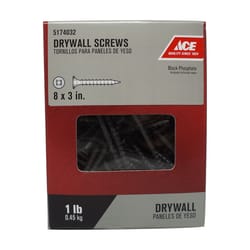 Ace No. 8 S X 3 in. L Square Drywall Screws 1 lb 96 pk
