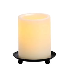 Inglow Butter Cream Vanilla Scent Pillar Candle 4 in. H