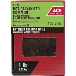 Ace 10D 3 in. Common Hot-Dipped Galvanized Steel Nail Flat 1 lb