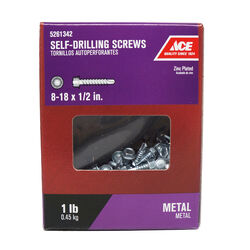 Ace No. 8-18 S X 1/2 in. L Hex Washer Head Self- Drilling Screws 1 lb