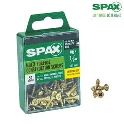 SPAX No. 6 S X 1/2 in. L Phillips/Square Flat Head Multi-Purpose Screws 50 pk