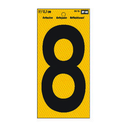 Hy-Ko 5 in. Reflective Black Vinyl Self-Adhesive Number 8 1 pc