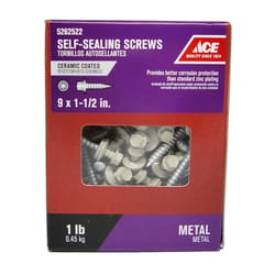 Ace No. 9 S X 1-1/2 in. L Hex Washer Head Self-Sealing Screws 1 lb