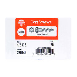 Hillman 1/2 in. S X 8 in. L Hex Zinc-Plated Steel Lag Screw 25 pk