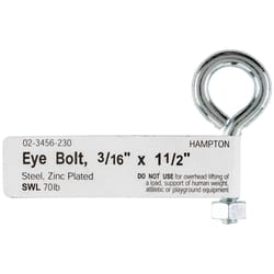 Hampton 3/16 in. S X 1-1/2 in. L Zinc-Plated Steel Eyebolt Nut Included