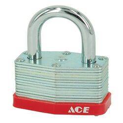 Ace 1 in. H X 1-1/2 in. W X 7/8 in. L Laminated Steel Warded Locking Padlock 2 pk Keyed Alike