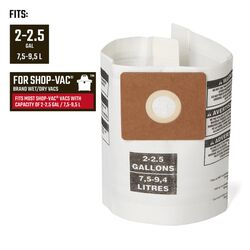 Craftsman 2 in. L X 8 in. W Wet/Dry Vac Filter Bag 2 to 2-1/2 gal 1 pc