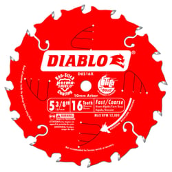 Diablo 5-3/8 in. D X 10 mm S Cordless Trim Carbide Tip Circular Saw Blade 16 teeth 1 pc