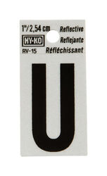 Hy-Ko 1 in. Reflective Black Vinyl Self-Adhesive Letter U 1 pc