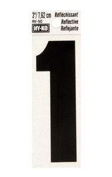 Hy-Ko 3 in. Reflective Black Vinyl Self-Adhesive Number 1 1 pc