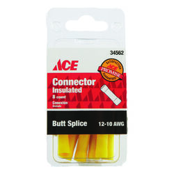 Ace Insulated Wire Butt Connector Yellow 8 pk