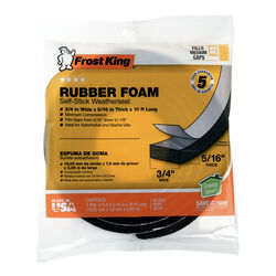 Frost King Black Rubber Foam Weather Stripping Tape For Auto and Marine 10 ft. L X 0.31 in. T