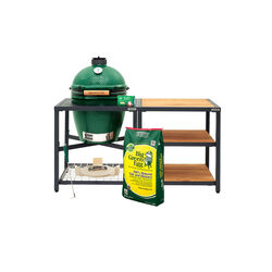 Big Green Egg 18.25 in. Large EGG Package in Modular Nest and Side Table with Acacia Inserts Charc