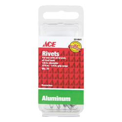 Ace 1/8 in. D X 1/4 in. R Aluminum Rivets Silver 20 pk