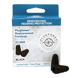 Plugfones ComforTwist 23 dB Soft Foam Replacement Ear Plugs Black 5 pair