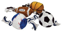 Diggers Multicolored Rope Sports Ball Plush/Rope Dog Toy Large 1