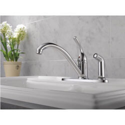 Delta Classic One Handle Chrome Kitchen Faucet Side Sprayer Included