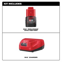 Milwaukee M12 REDLITHIUM CP2.0 12 V Lithium-Ion Battery and Charger 2 pc