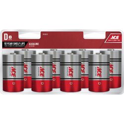 Ace D Alkaline Batteries 8 pk Clamshell