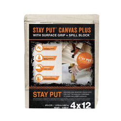 Trimaco Stay Put 4 ft. W X 12 ft. L Canvas Drop Cloth 1 pk