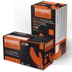 Gloveworks Nitrile Disposable Gloves XX-Large Orange Powder Free 100 pk