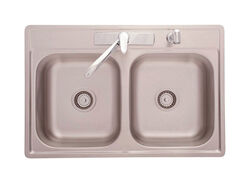 Kindred Stainless Steel Top Mount 33 in. W X 22 in. L Two Bowls Kitchen Sink