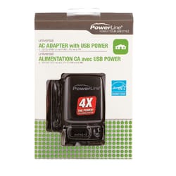 PowerLine 6 ft. L AC Adapter With USB 1 pk