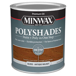Minwax PolyShades Semi-Transparent Gloss Antique Walnut Oil-Based Stain 1 qt