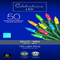 Celebrations Basic LED Mini Multicolored 50 ct String Christmas Lights 12.25 ft.