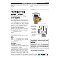 Watts 1/2 Brass Anti-Siphon Vacuum Breaker
