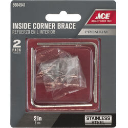 Ace 2 in. H X 3.75 in. W X 2 in. D Stainless Steel Inside Corner Brace