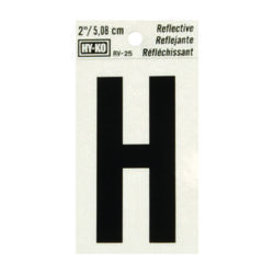 Hy-Ko 2 in. Reflective Black Vinyl Self-Adhesive Letter H 1 pc