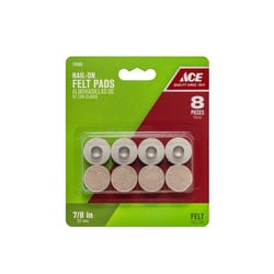 Ace Felt Protective Pads Brown Round 7/8 in. W 8 pk