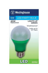 Westinghouse acre A19 E26 (Medium) LED Bulb Green 40 Watt Equivalence 1 pk